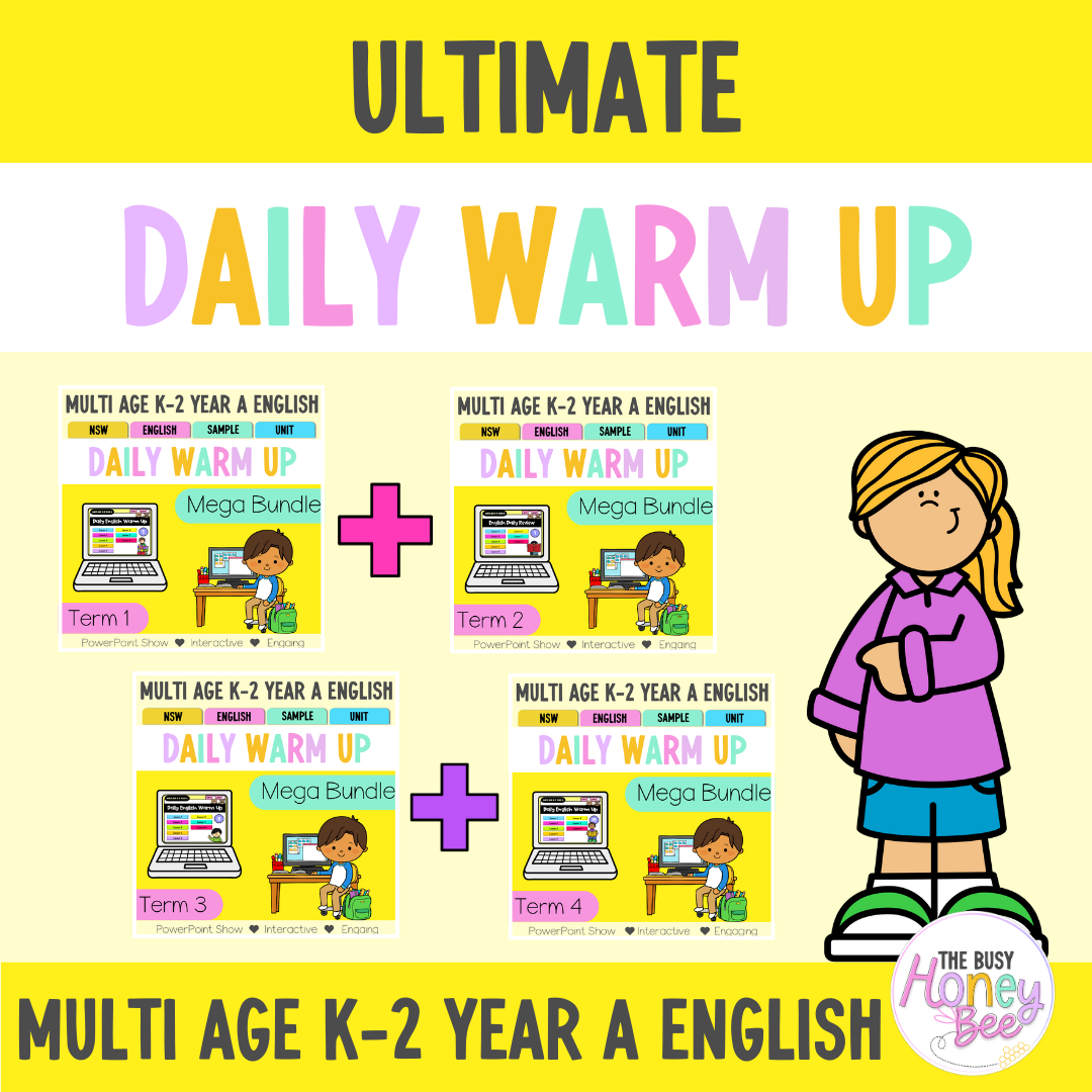 Multi Age K-2 Year A Ultimate English Australian | NSW English Daily Review | Warm-Up Mega Bundle