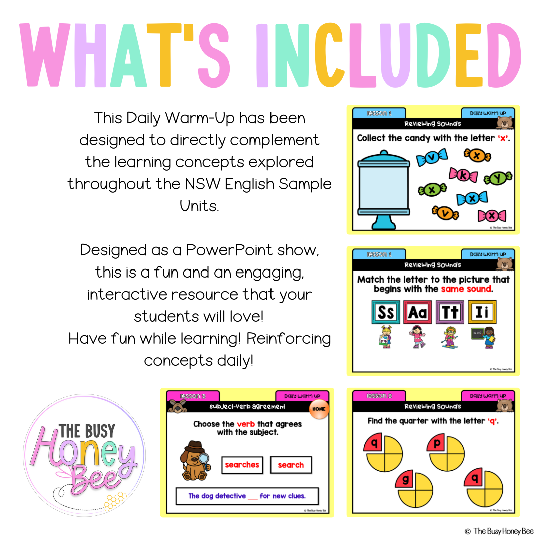 Multi Age K-2 Year A Australian | NSW English Daily Review | Warm-Up Unit 13