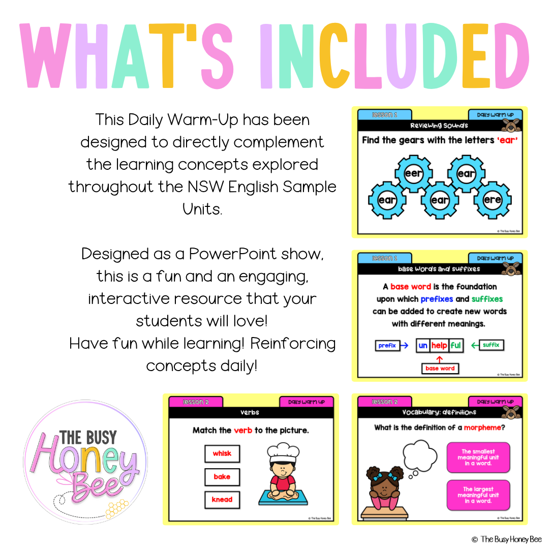 Multi Age K-2 Year A Australian | NSW English Daily Review | Warm-Up Unit 20