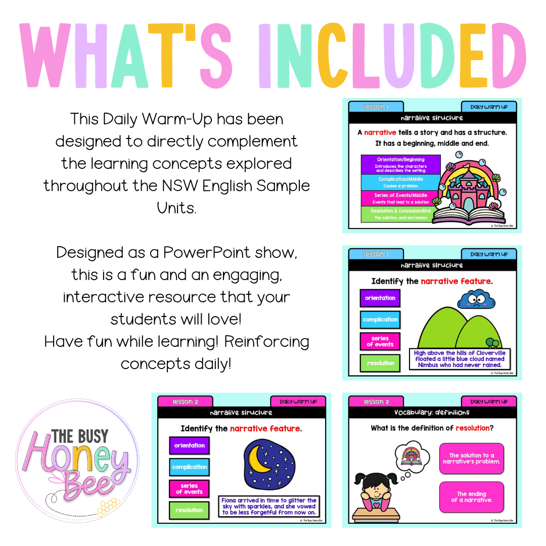 Stage 1 Year B Australian | NSW English Daily Review | Daily Warm Unit 40