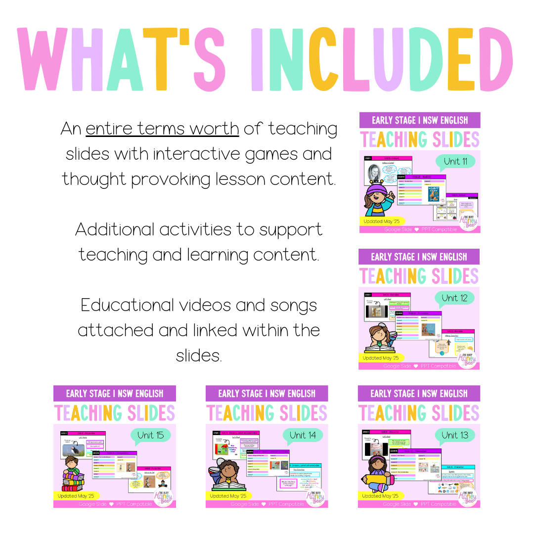 Early Stage 1 Term 3 English Teaching Slides Mega Bundle