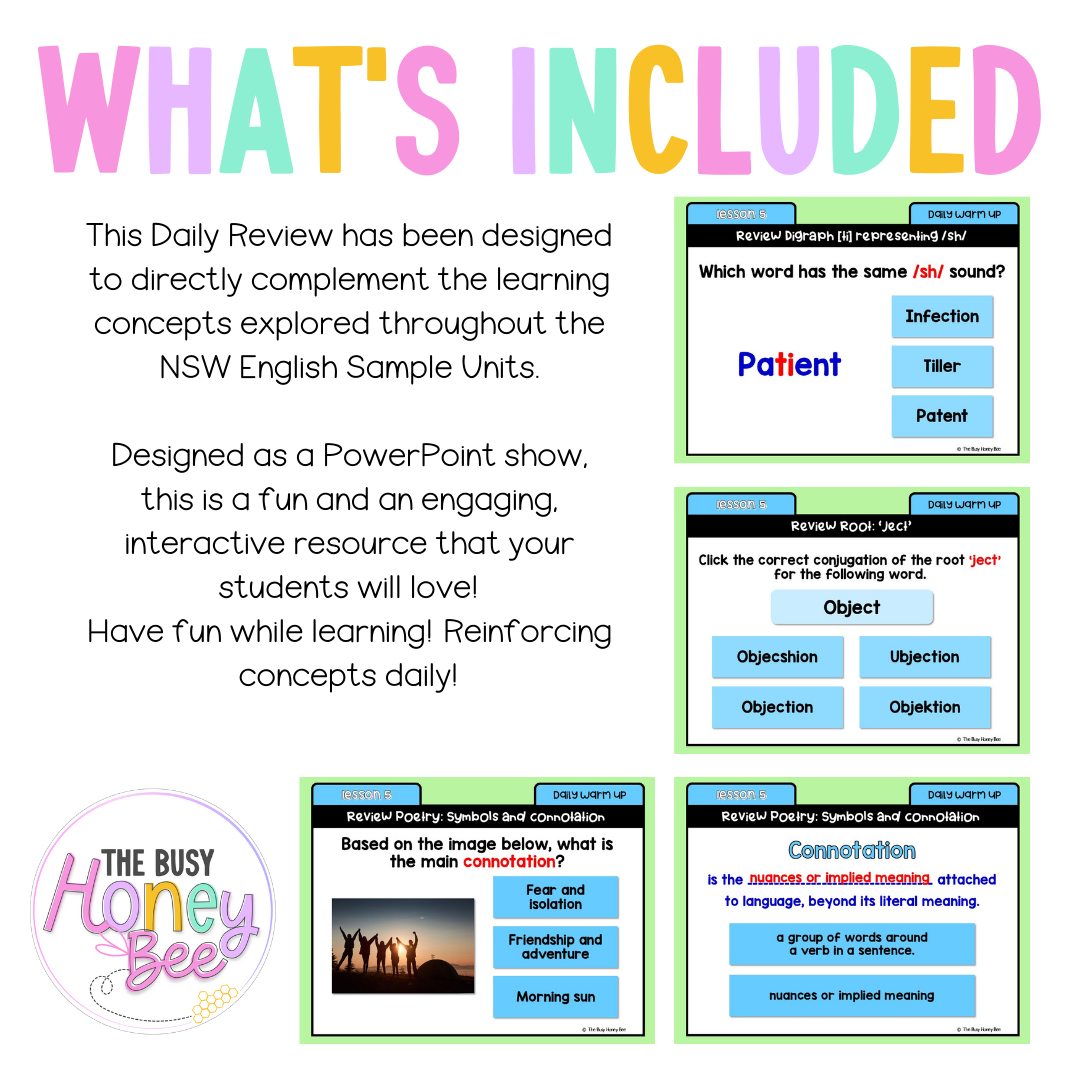 Stage 3 Year A Australian | NSW English Daily Review | Warm-Up Unit 4 Week 2