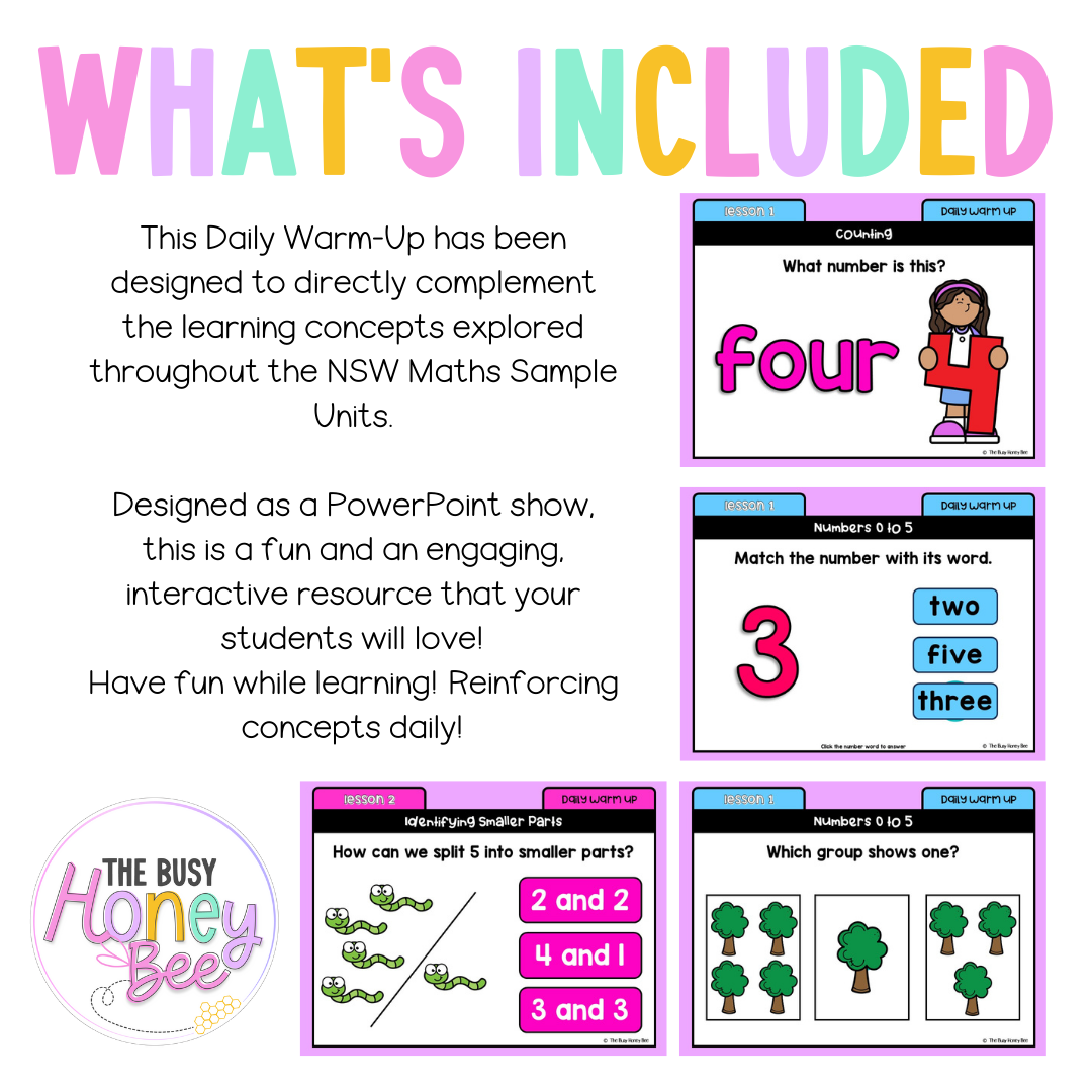 Early Stage 1 Australian | NSW Math Daily Review | Warm-Up Unit 4