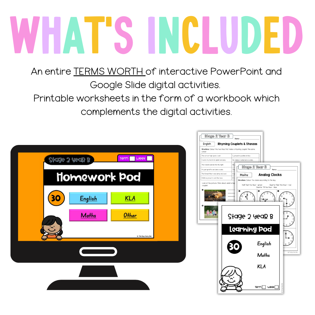 Stage 2 Year B Homework/Learning Pods Term 2 Mega Bundle