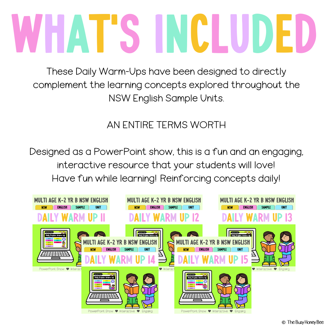 Multi Age K-2 Yr B Australian | NSW English Daily Review Term 4 Mega Bundle