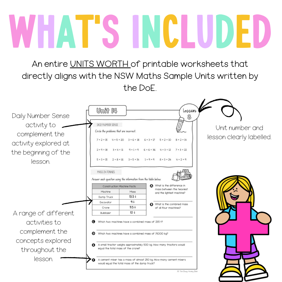 Multi Age 3-6 Year A NSW Maths Worksheets Unit 14
