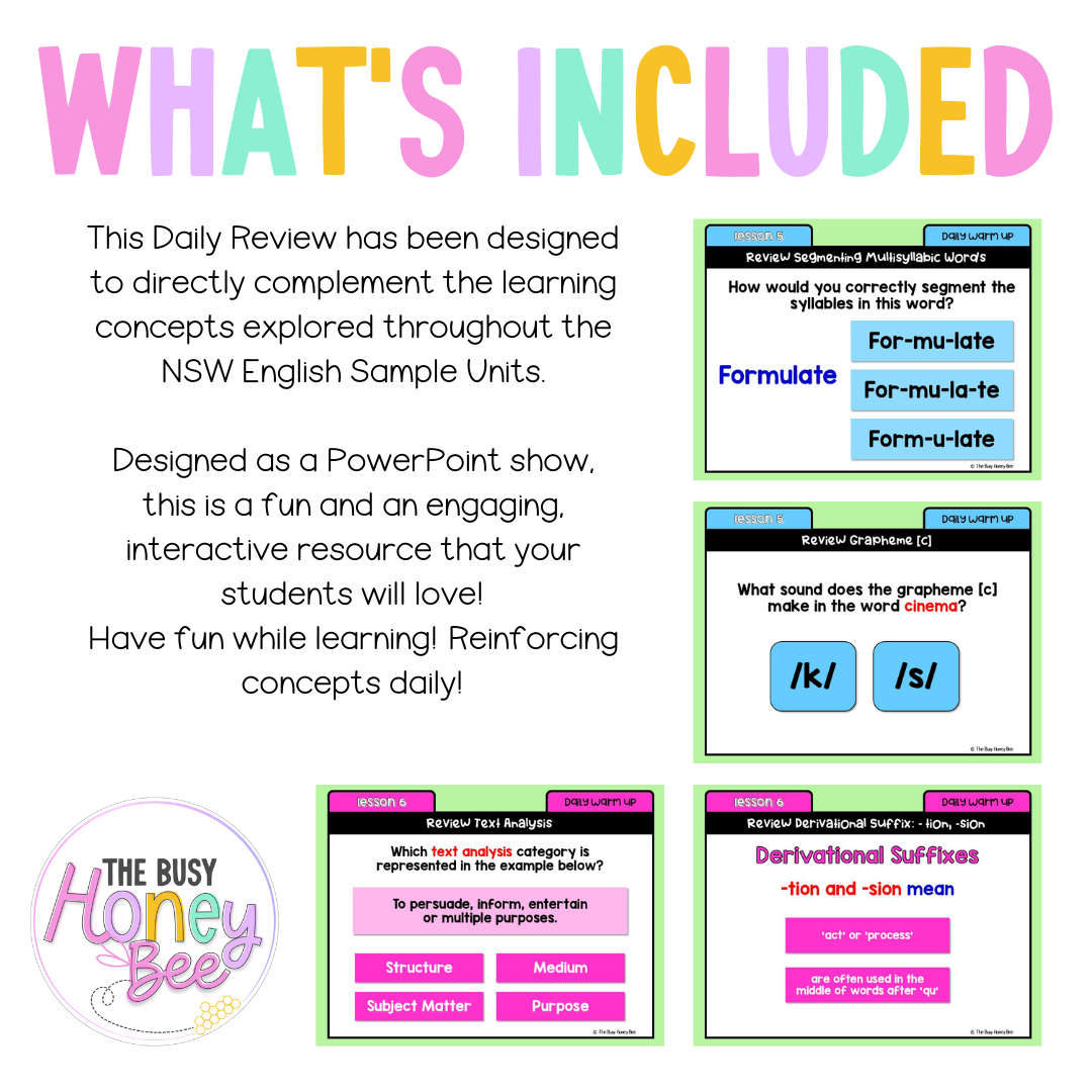 Stage 3 Year A Australian | NSW English Daily Review | Warm-Up Unit 2 Week 2