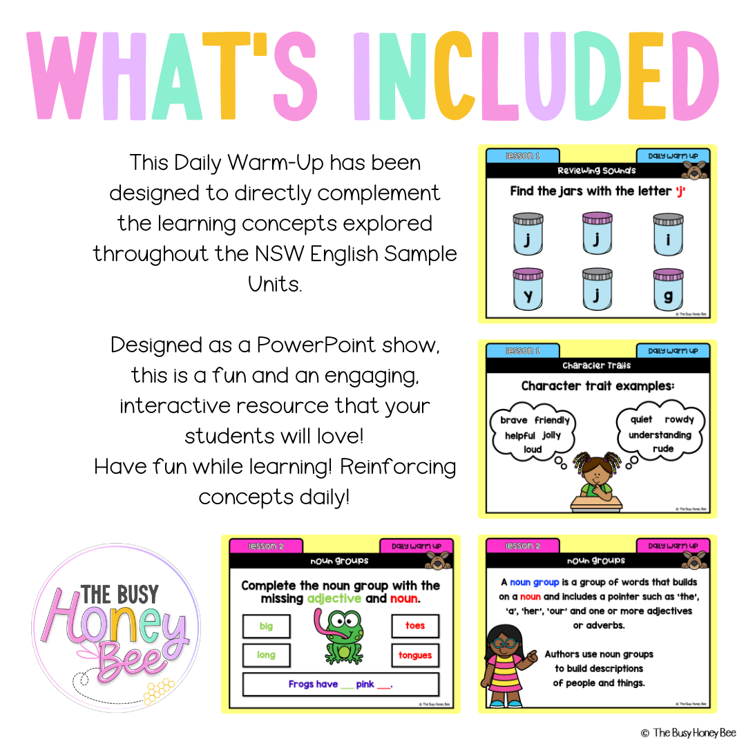 Multi Age K-2 Year A Australian | NSW English Daily Review | Warm-Up Unit 15