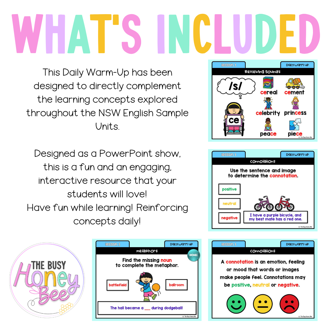 Stage 1 Year B Australian | NSW English Daily Review | Daily Warm Unit 38