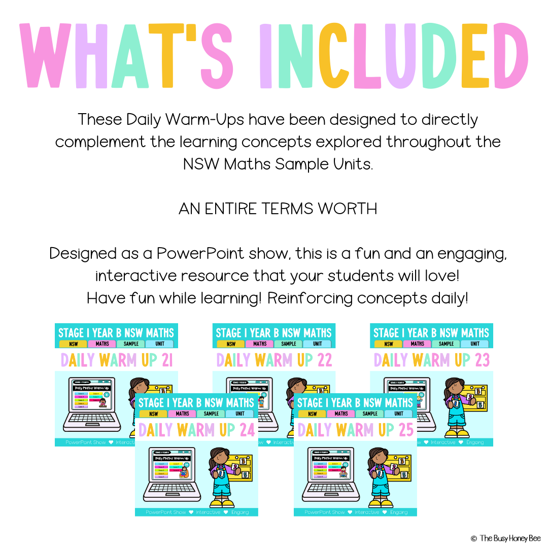 Stage 1 Year B Maths Daily Warm Up Term 1 Mega Bundle