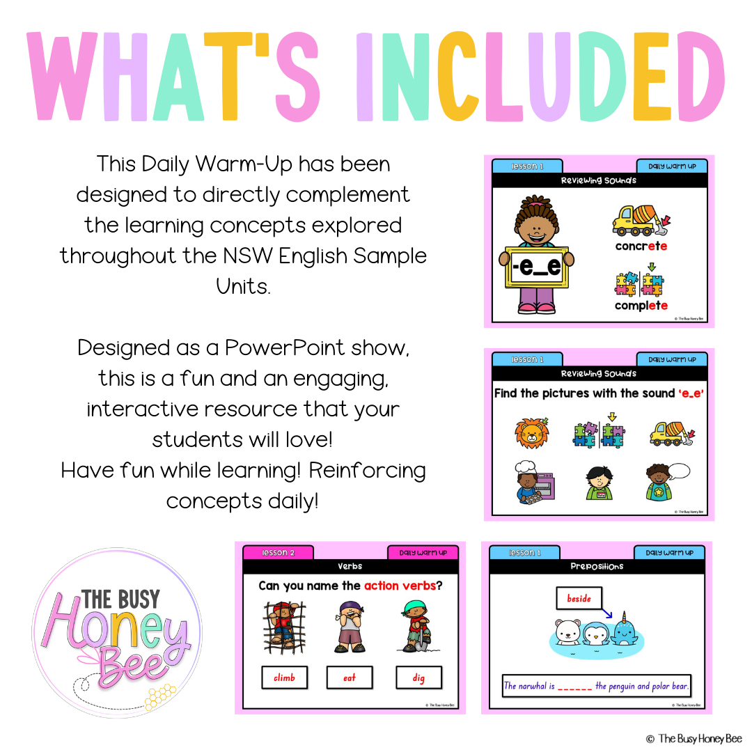 Stage 1 Year A Australian | NSW English Daily Review | Warm-Up Unit 3