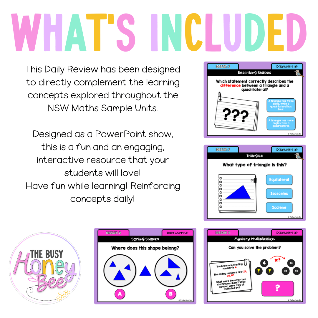 Multi Age 3-6 Year A Australian | NSW Math Daily Review | Warm-Up Unit 12