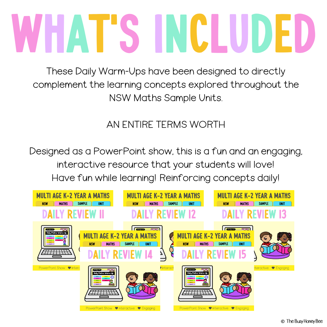 Multi Age K-2 Yr A Australian | NSW Math Daily Review Warm-Up Term 3 Mega Bundle