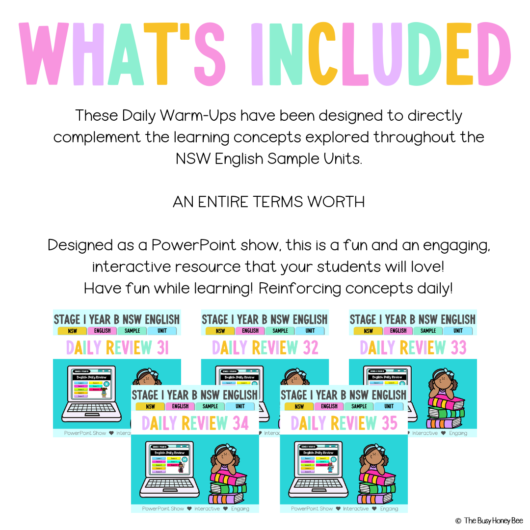 Stage 1 Year B Australian | NSW English Daily Review |Warm-Up Term 3 Mega Bundle