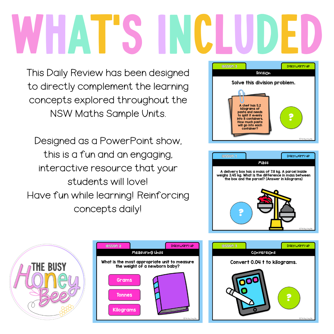 Stage 3 Year B Australian | NSW Math Daily Review | Warm-Up Unit 34
