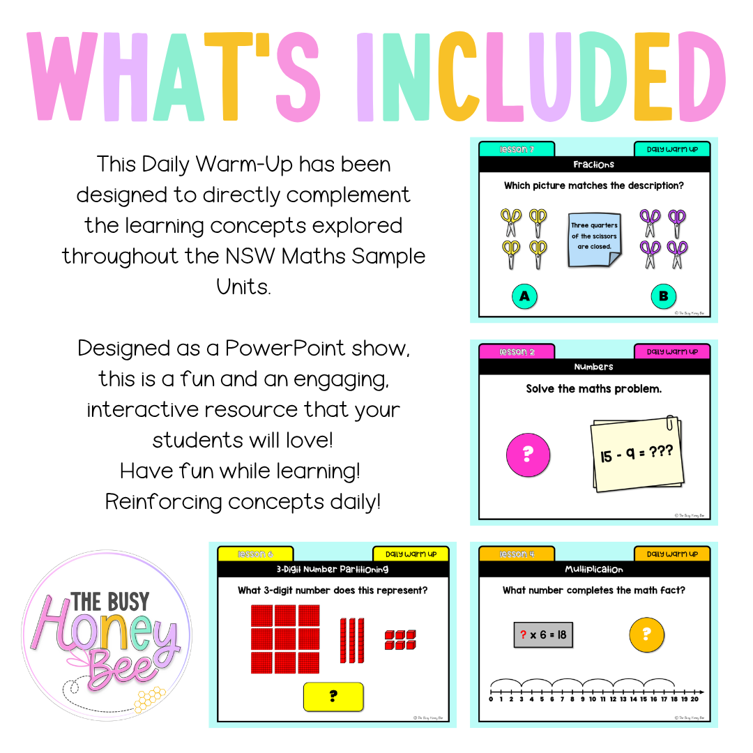 Stage 1 Year B Australian | NSW Math Daily Review | Warm-Up Unit 36