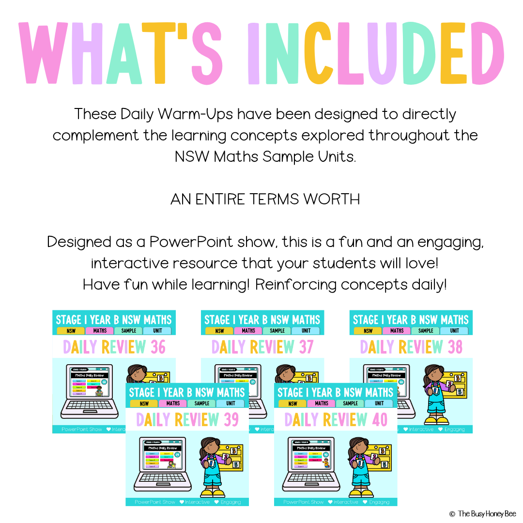 Stage 1 Year B Australian | NSW Math Daily Review | Warm-Up Term 4 Mega Bundle