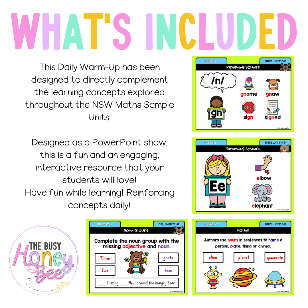 Multi Age K-2 Year B Australian | NSW English Daily Review | Warm-Up Unit 6