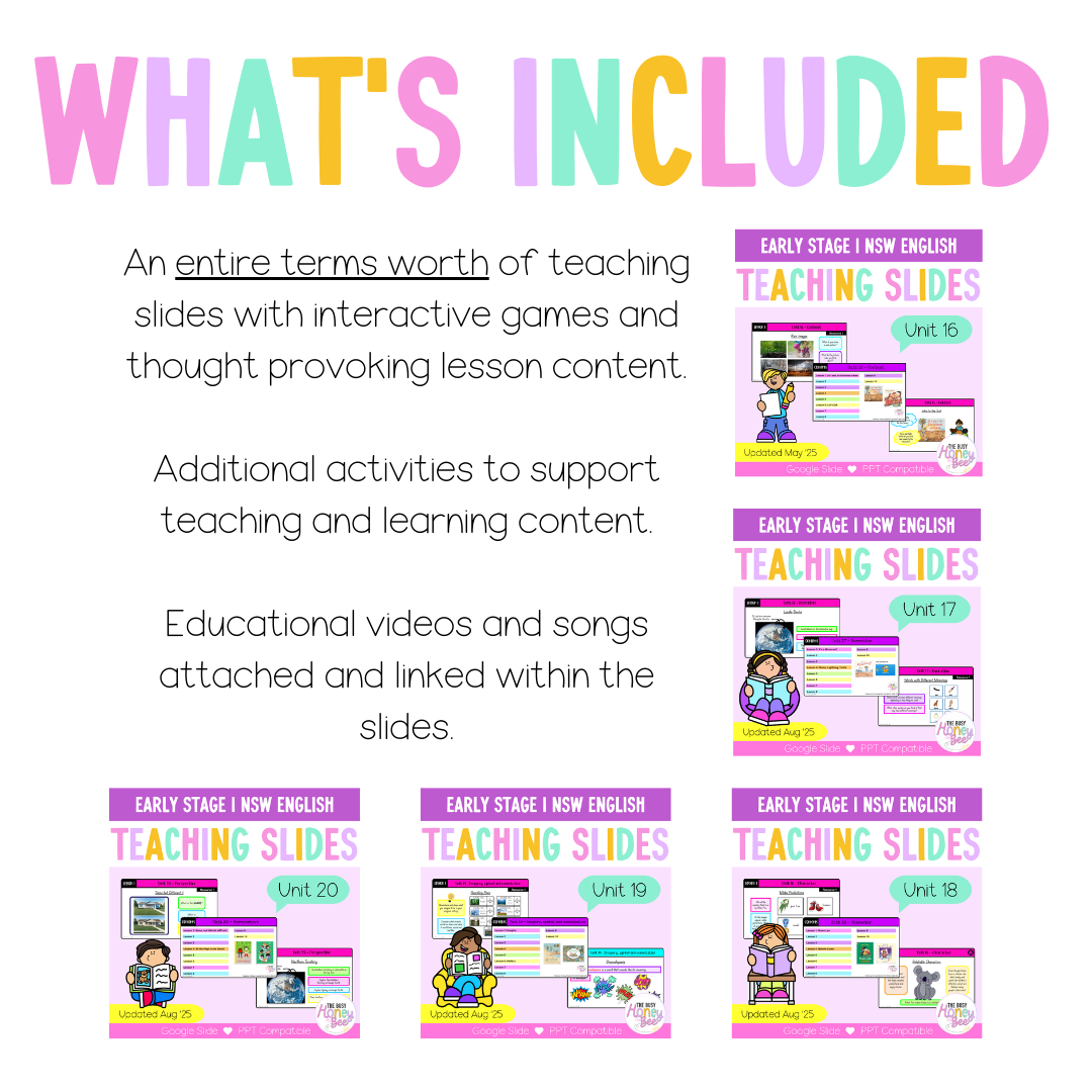Early Stage 1 Term 4 English Teaching Slides Mega Bundle