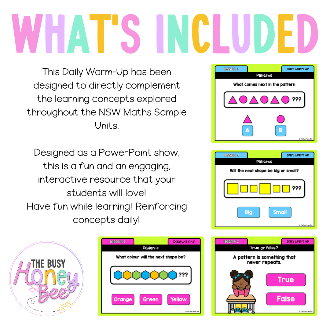 Multi Age K-2 Year B Australian | NSW Maths Daily Review | Warm-Up Unit 12