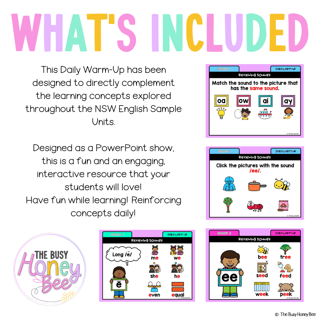 Early Stage 1 Australian | NSW English Daily Review | Warm-Up Unit 19