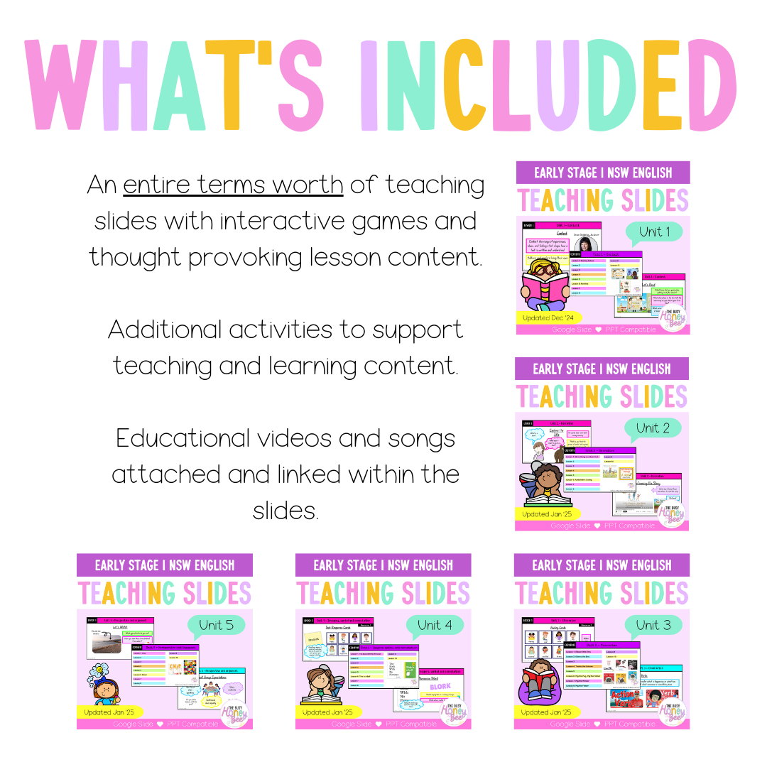 Early Stage 1 Term 1 English Teaching Slides Mega Bundle