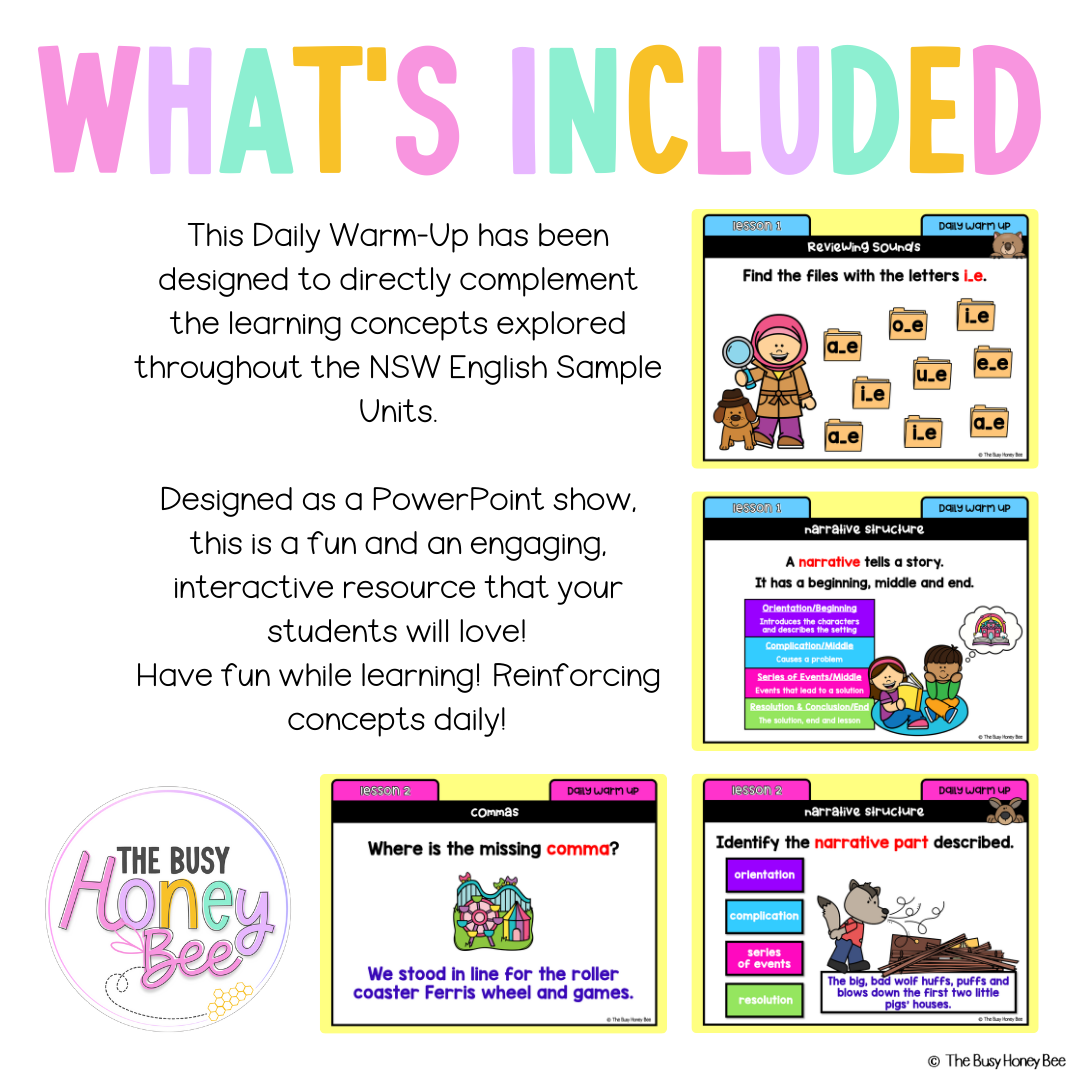 Multi Age K-2 Year A Australian | NSW English Daily Review | Warm-Up Unit 14