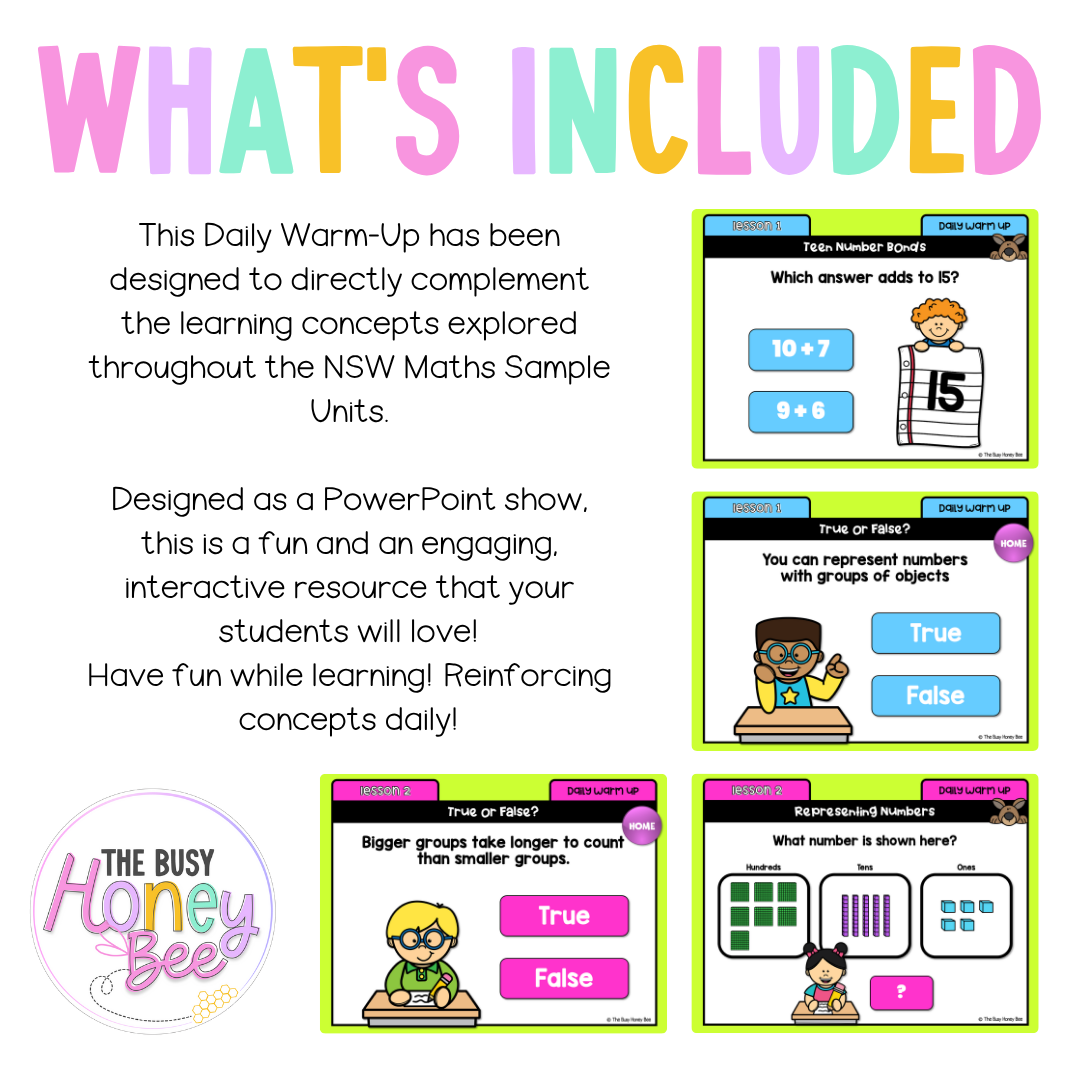 Multi Age K-2 Year B Australian | NSW Maths Daily Review | Warm-Up Unit 11