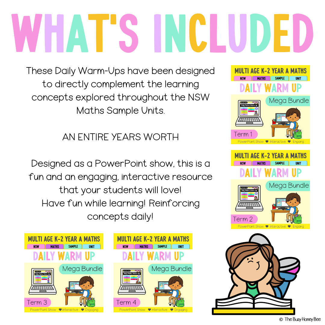 Multi Age K-2 Year A Ultimate Math Australian | NSW Math Daily Review | Warm-Up Mega Bundle