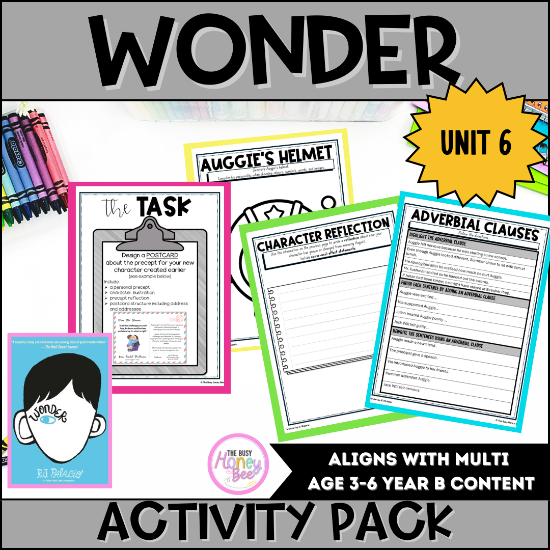 Unit 6 Wonder by RJ Palacio Activity Pack