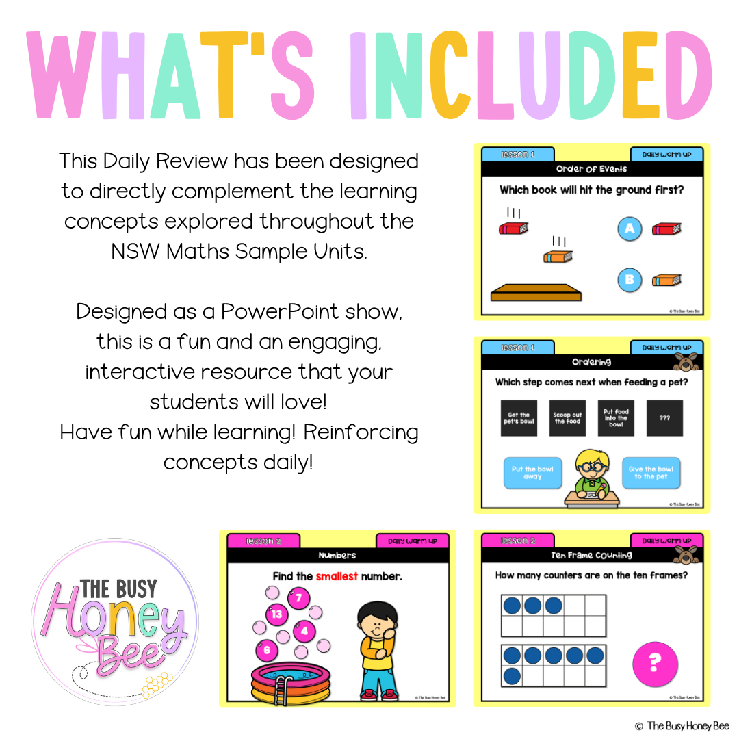 Multi Age K-2 Year A Australian | NSW Maths Daily Review | Warm-Up Unit 20