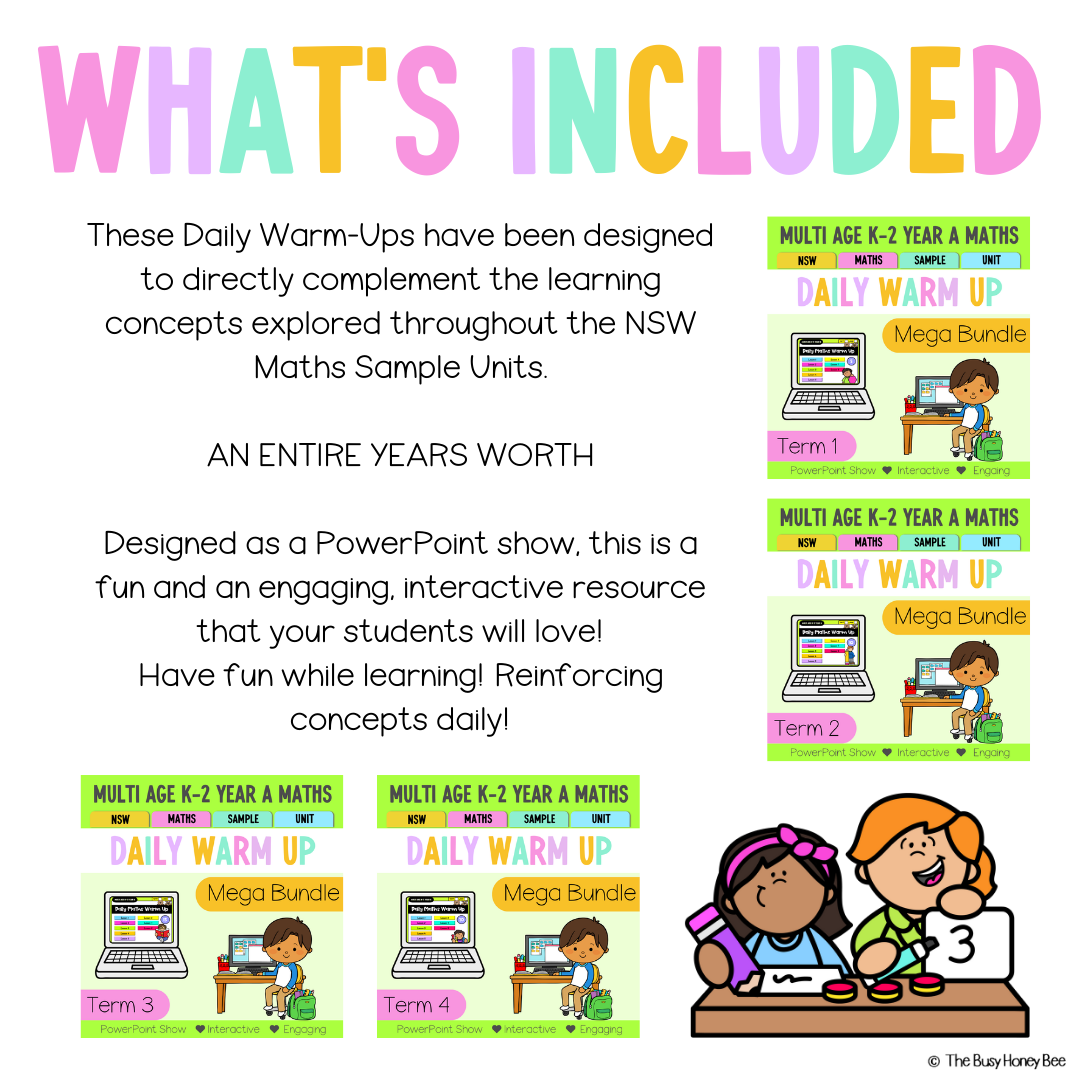 Multi Age K-2 Year B Ultimate Math Australian | NSW Math Daily Review | Warm-Up Mega Bundle