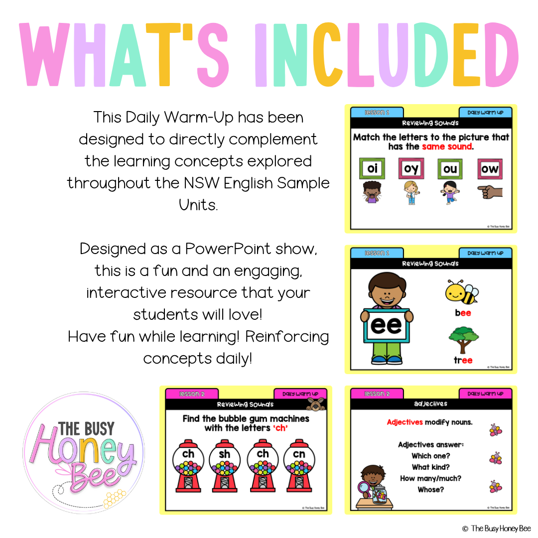 Multi Age K-2 Year A Australian | NSW English Daily Review | Warm-Up Unit 19
