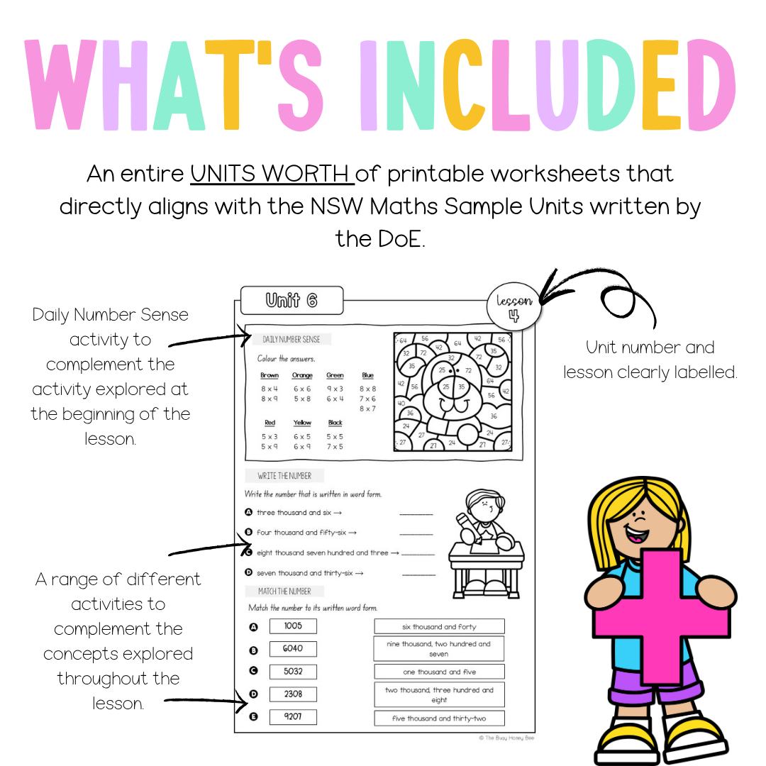 Multi Age 3-6 Year A NSW Maths Worksheets Unit 6