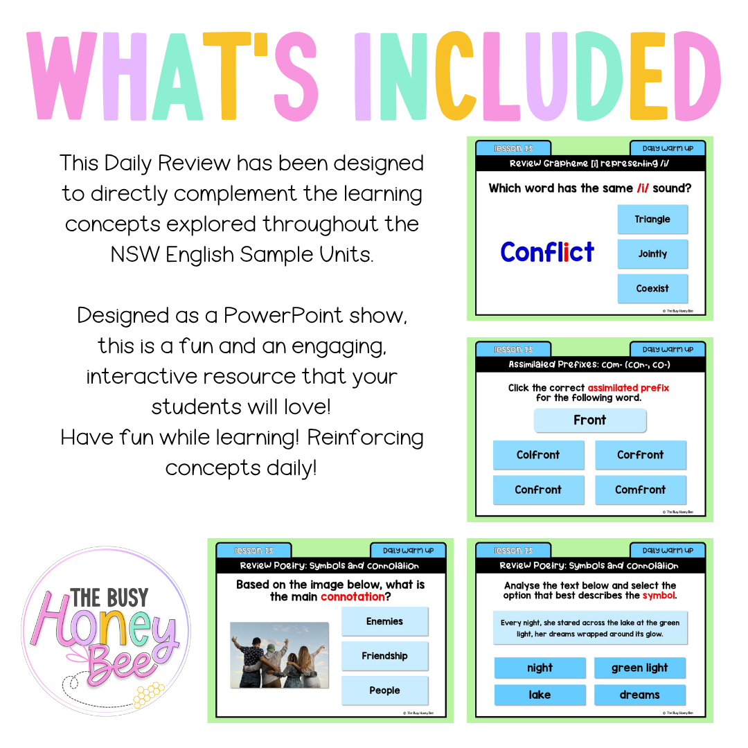 Stage 3 Year A Australian | NSW English Daily Review | Warm-Up Unit 4 Week 4