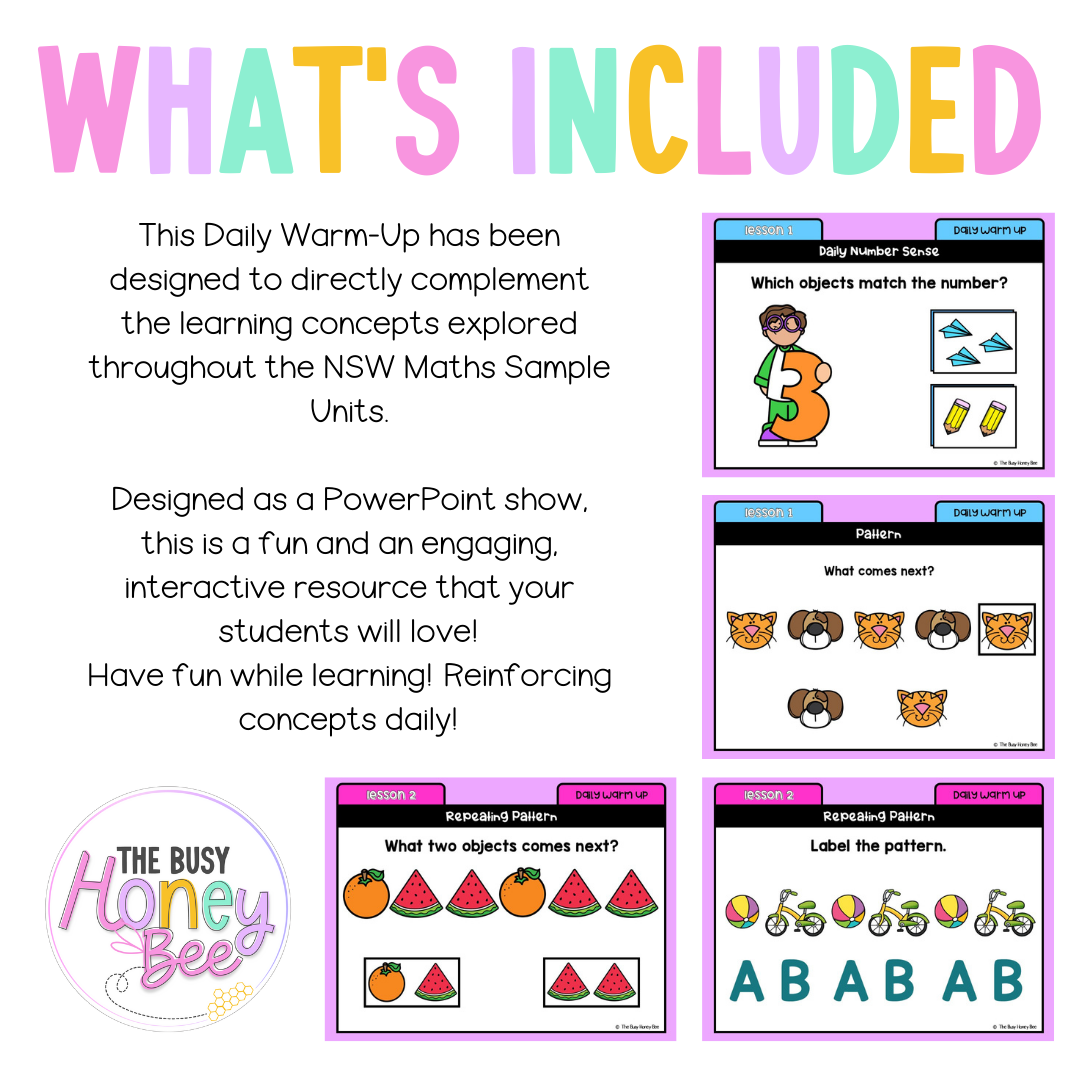 Early Stage 1 Australian | NSW Math Daily Review | Warm-Up Unit 2