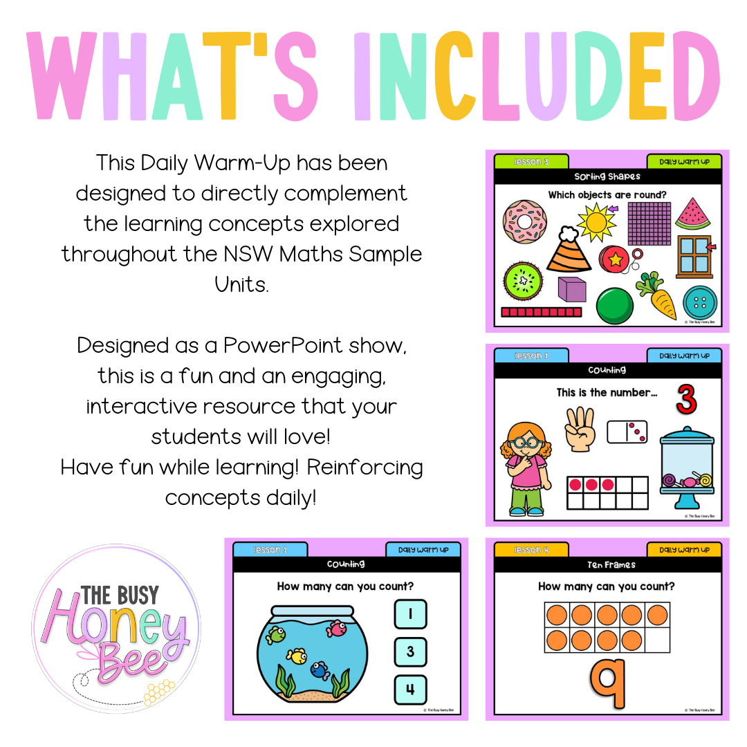 Early Stage 1 Australian | NSW Math Daily Review | Warm-Up Unit 1