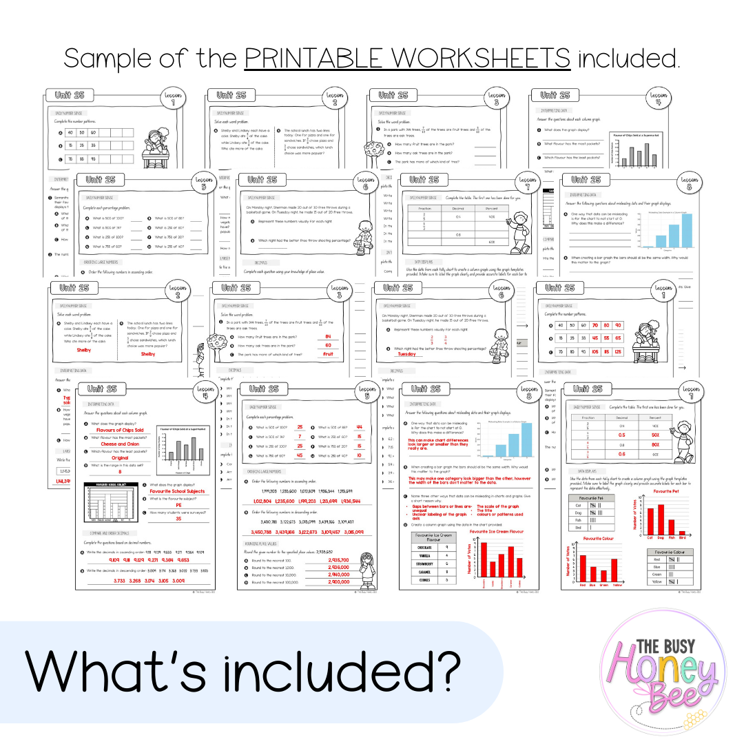 Stage 3 Year B NSW Maths Worksheets Unit 25