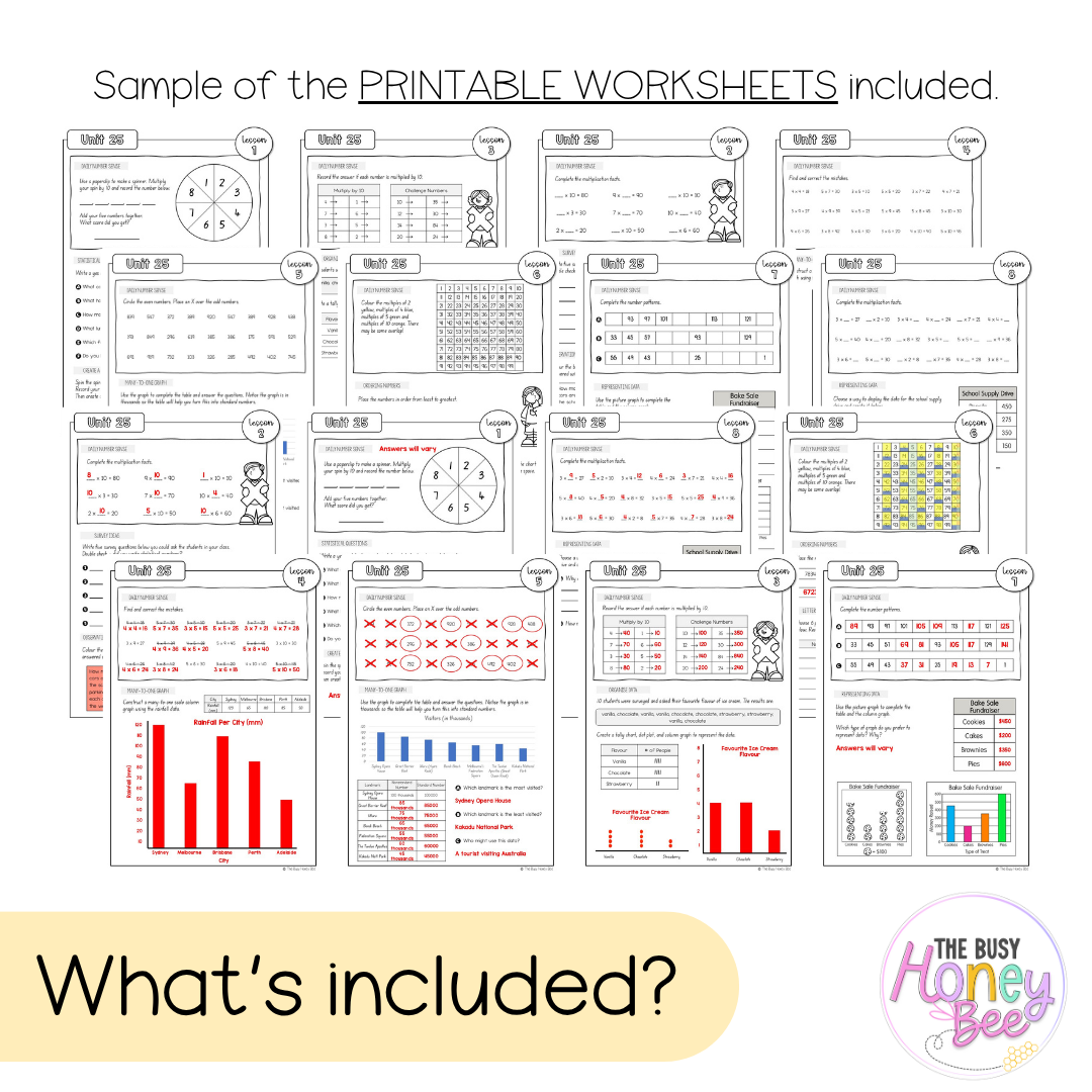 Stage 2 Year B NSW Maths Worksheets Unit 25