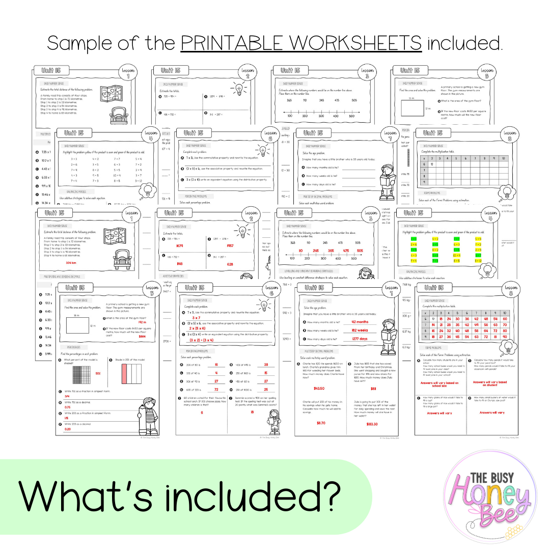 Stage 3 Year A NSW Maths Worksheets Unit 15
