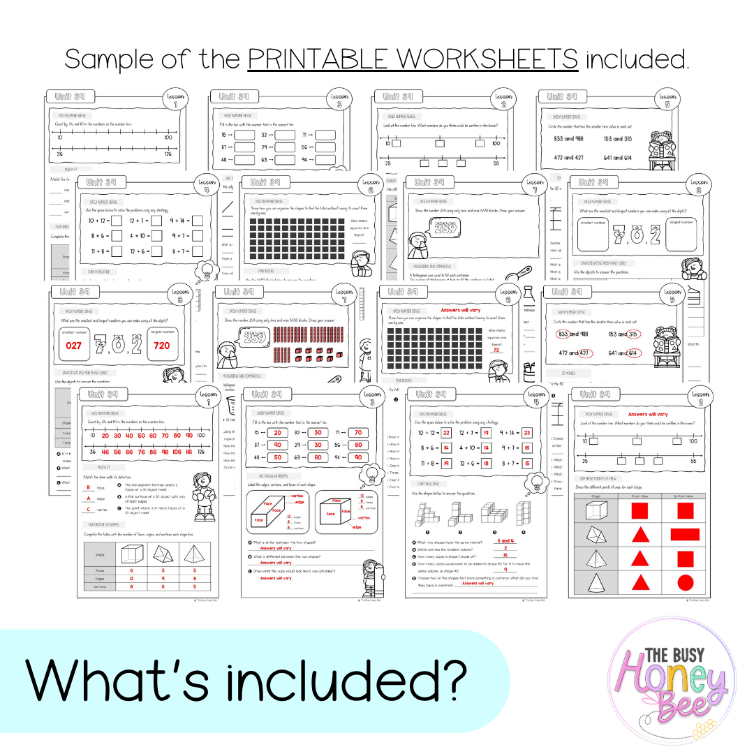 Stage 1 Year B NSW Maths Worksheets Unit 39