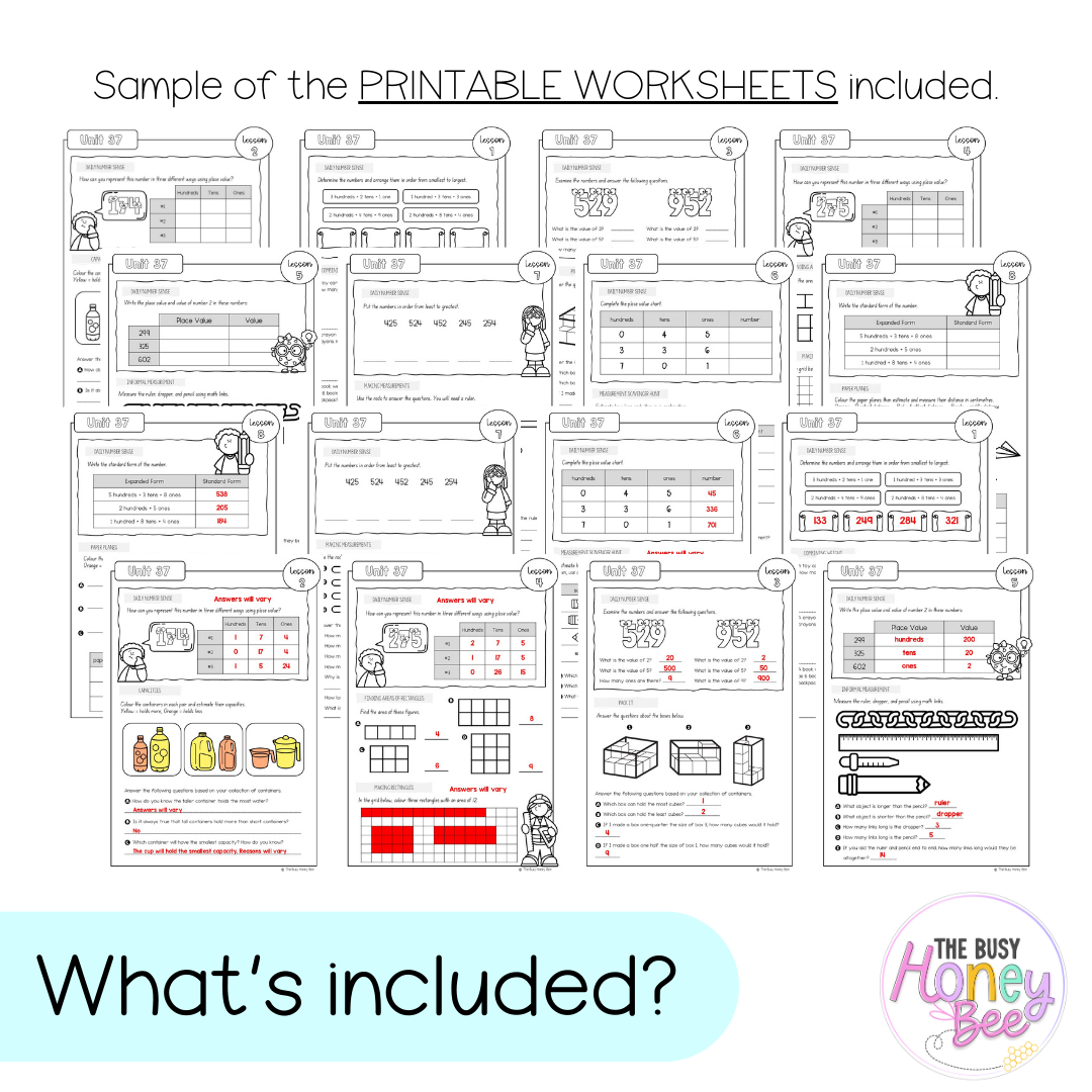 Stage 1 Year B NSW Maths Worksheets Unit 37