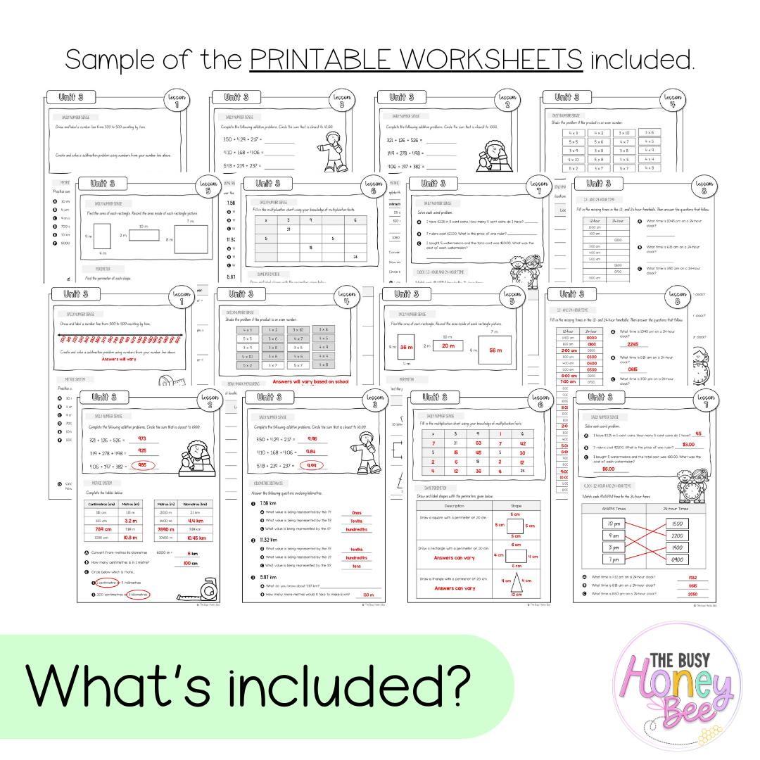 Stage 3 Year A NSW Maths Worksheets Unit 3
