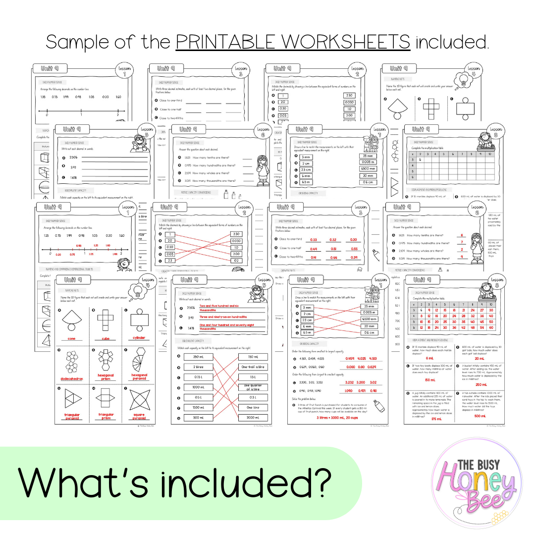 Stage 3 Year A NSW Maths Worksheets Unit 9