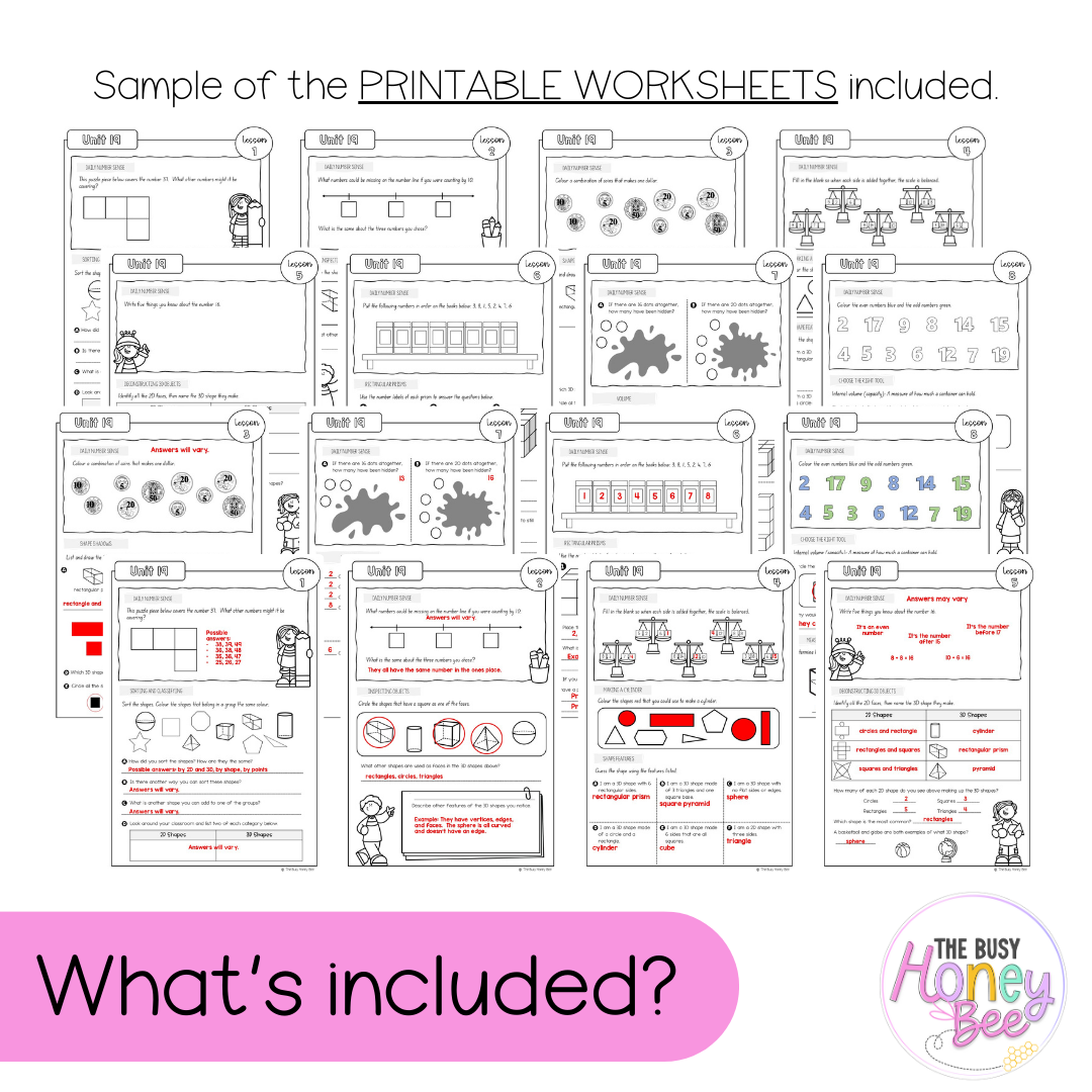 Stage 1 Year A NSW Maths Worksheets Unit 19