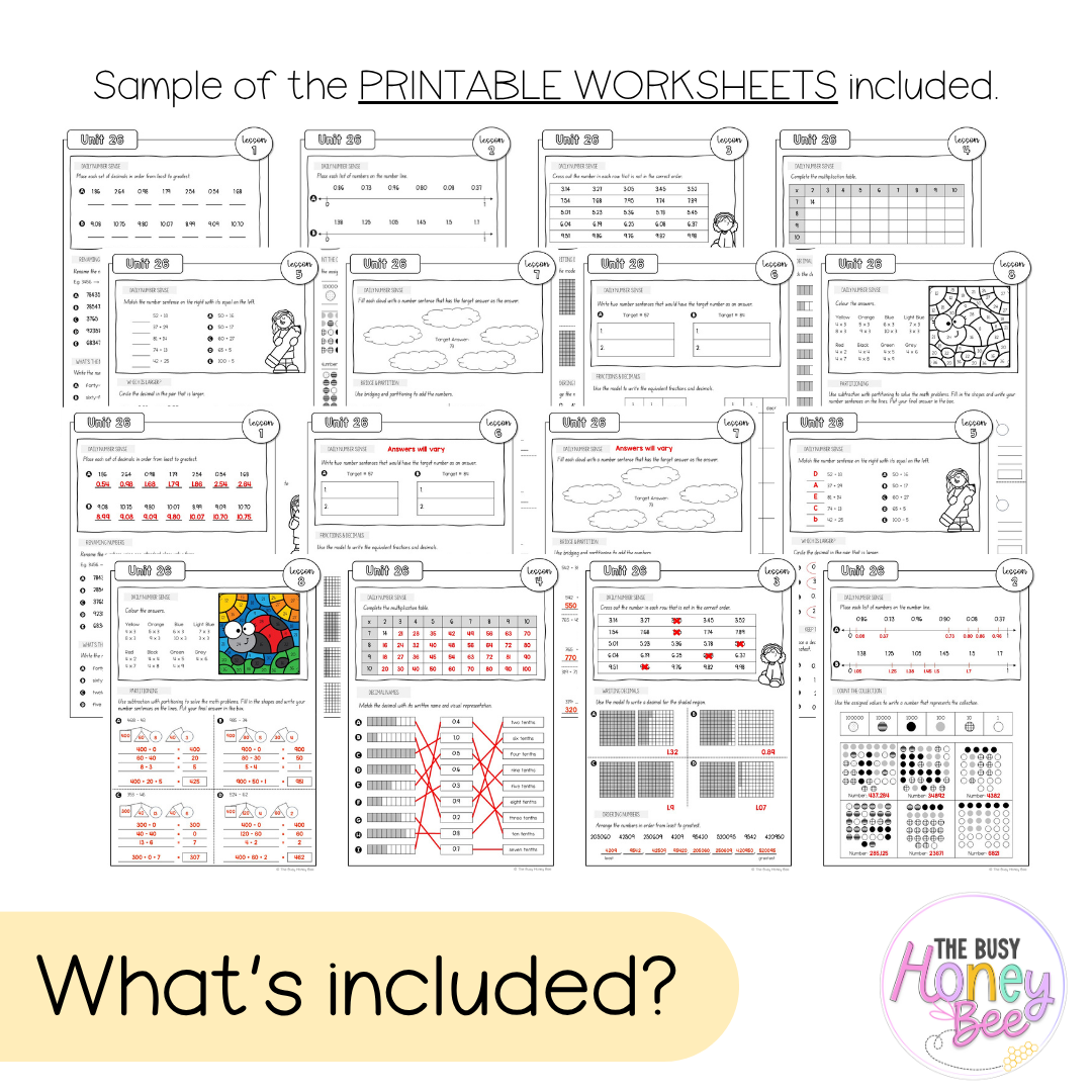 Stage 2 Year B NSW Maths Worksheets Unit 26