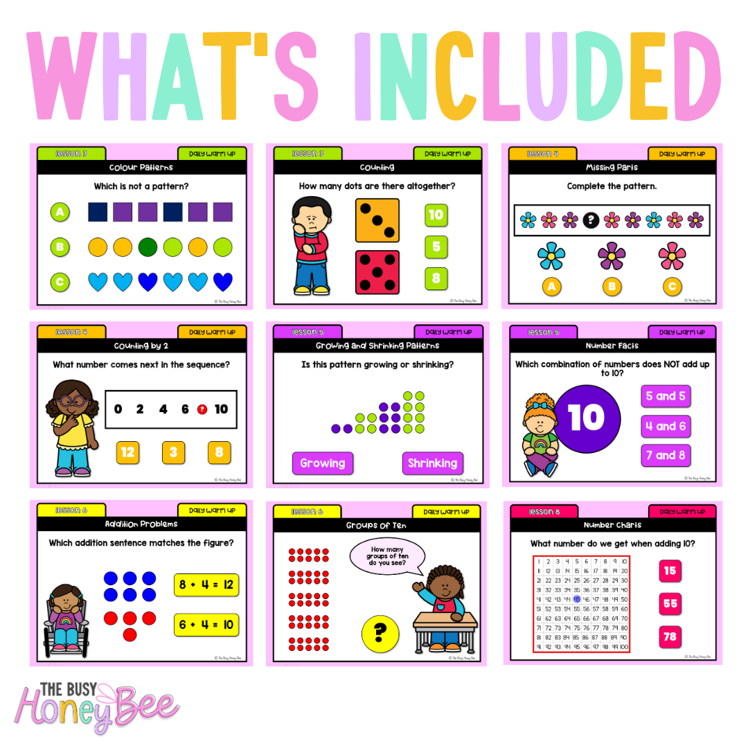 Stage 1 Year A Maths Daily Warm Up Term 1 Mega Bundle