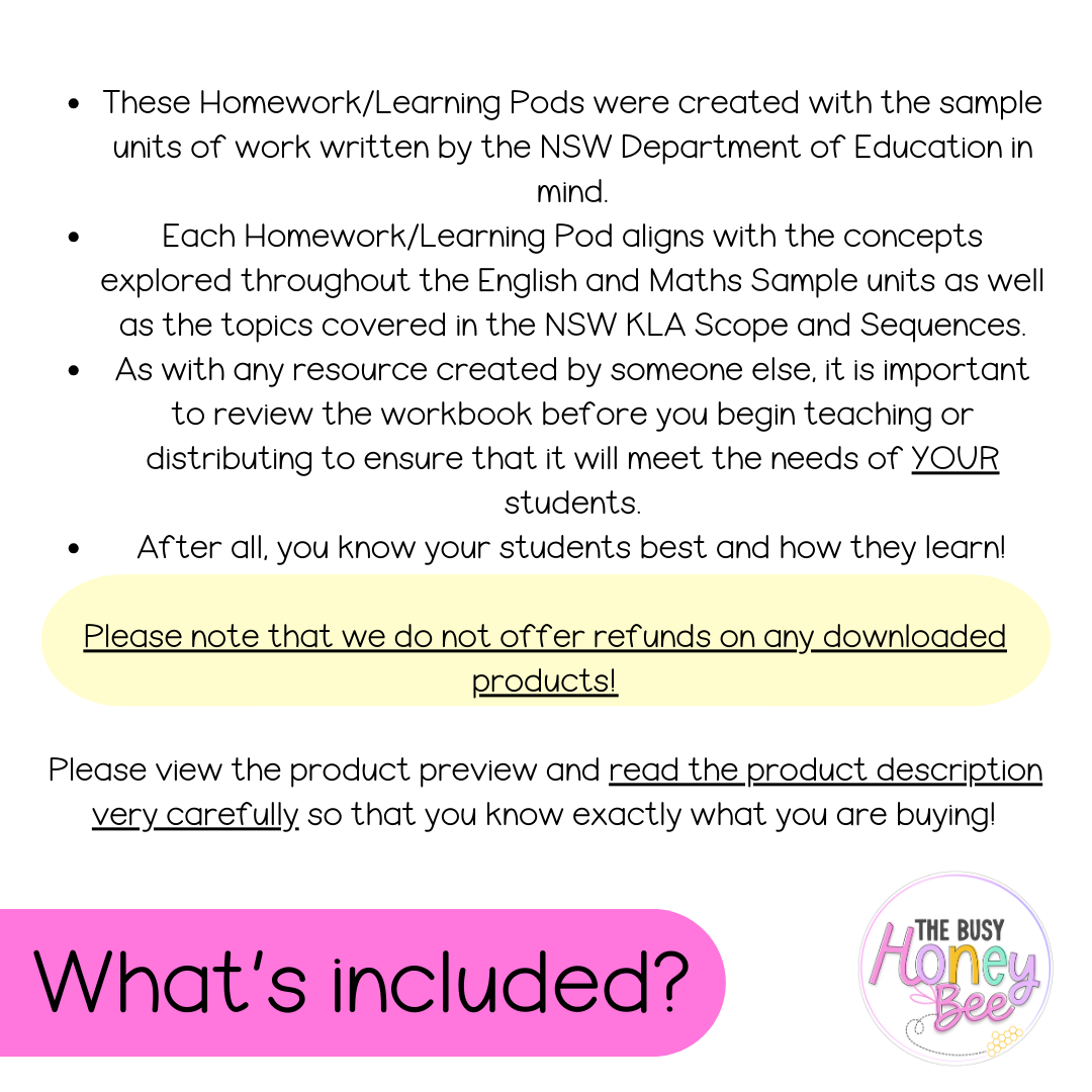 Stage 1 Year A Homework/Learning Pods Term 2 Mega Bundle