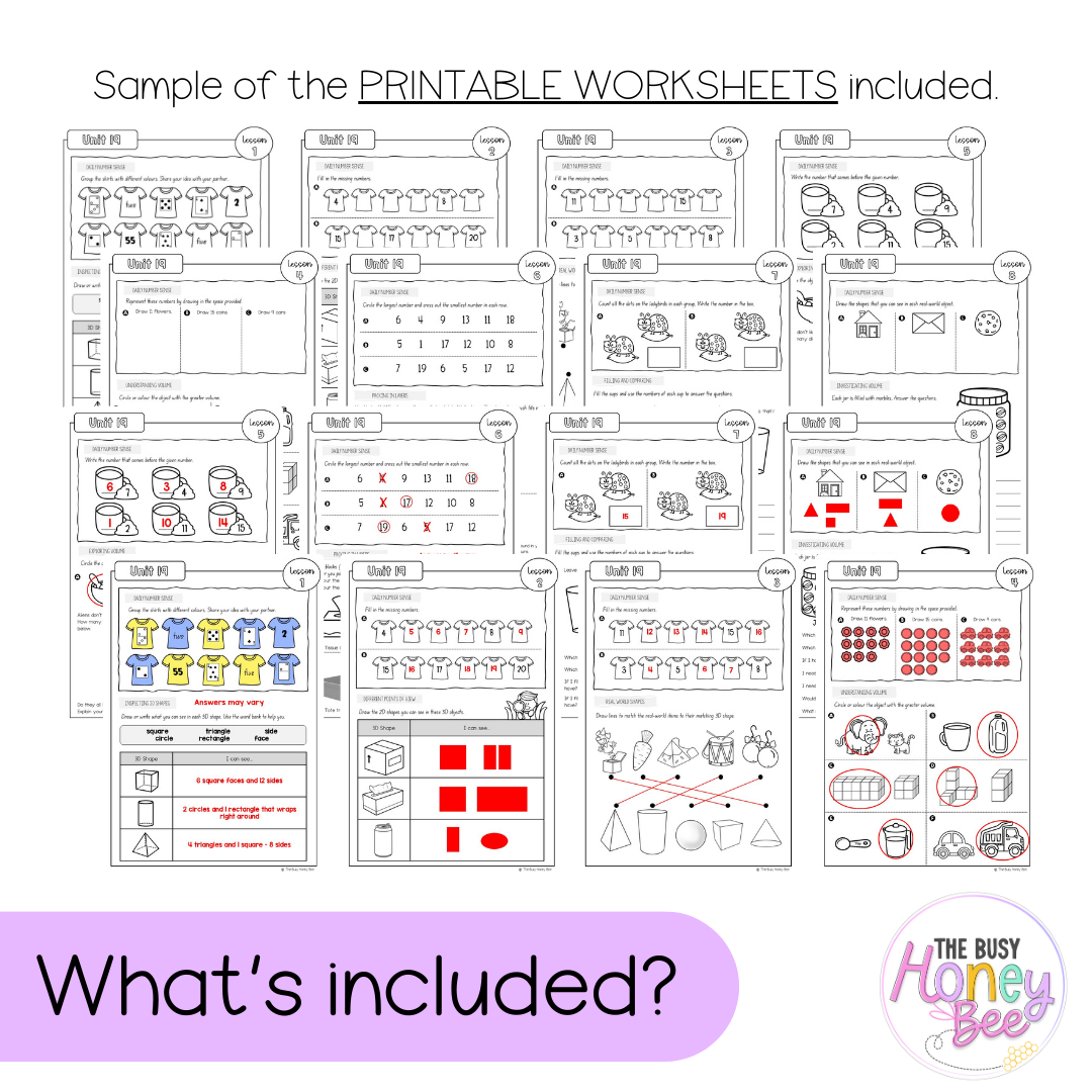 Early Stage 1 NSW Maths Worksheets Unit 19