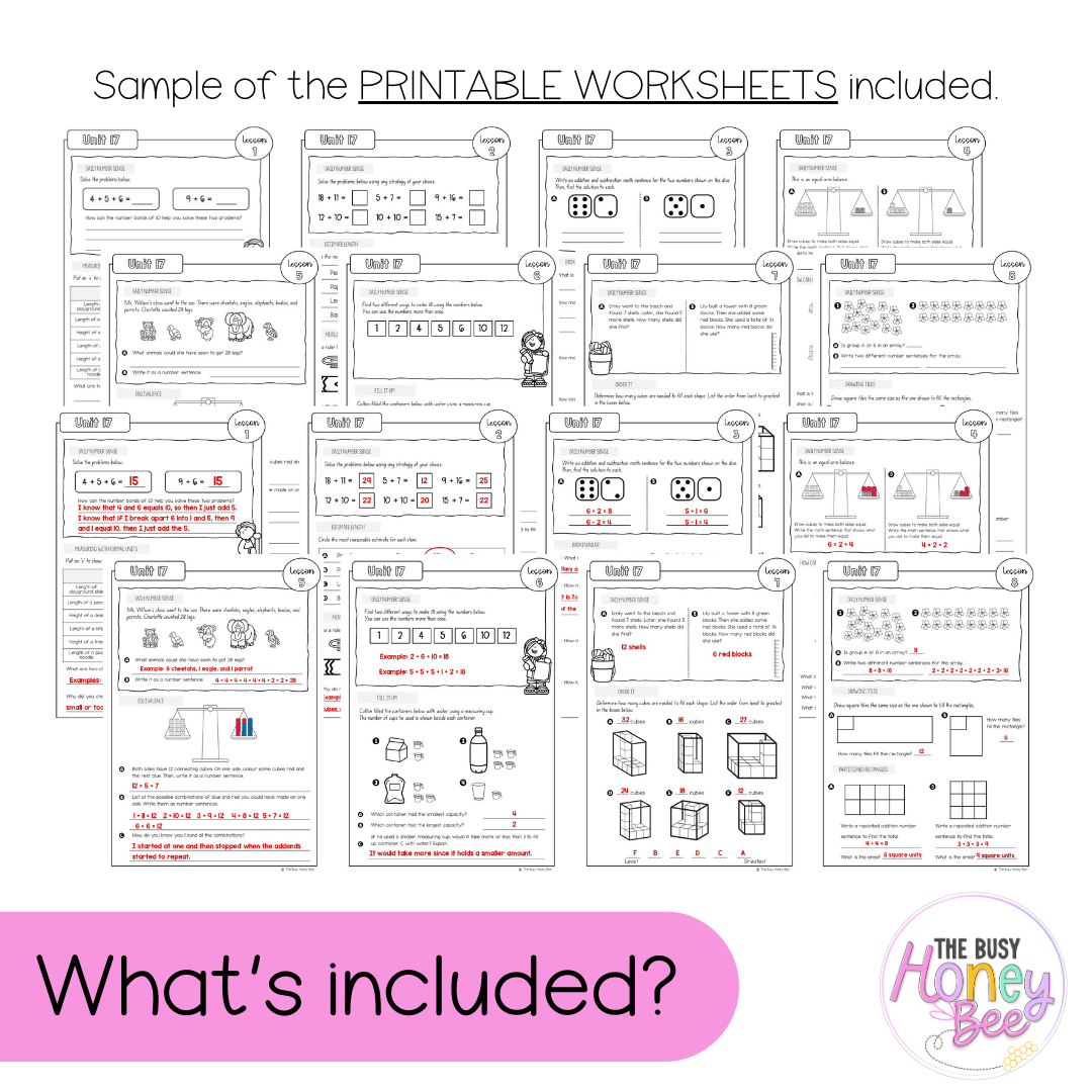 Stage 1 Year A NSW Maths Worksheets Unit 17